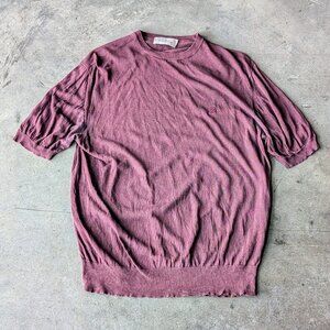 Ermenegildo Zegna Maroon Purple Crewneck Short Sleeve Knit Tee medium